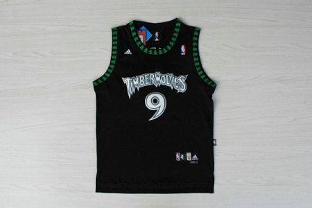 Maillot De Basket Minnesota Timberwolves Ricky Rubio 9 Engrener Retro Noir